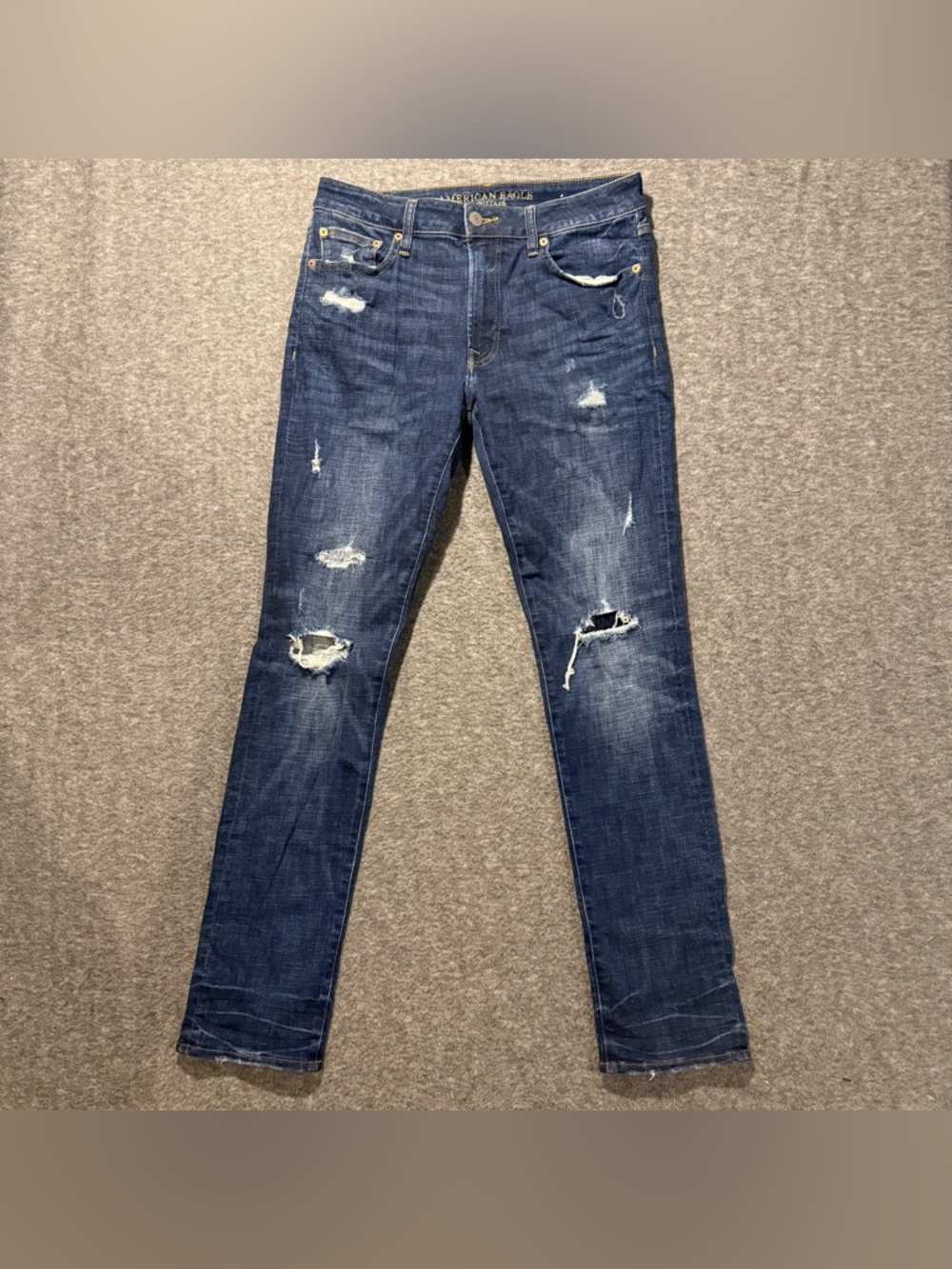 American Eagle Jeans Mens 33x32 blue Slim Fit Distressed Next Level Flex Stretch